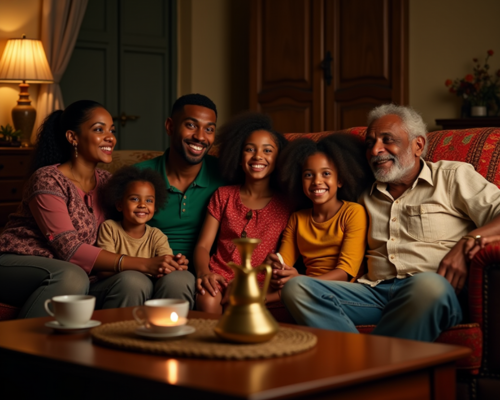 Ethiopian Family Watching TV